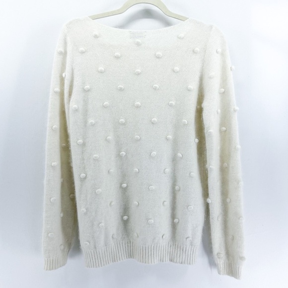 J. Crew Wallace White Angora Rabbit Hair Super Soft Bauble Boat Neck Sweater - Picture 2 of 8